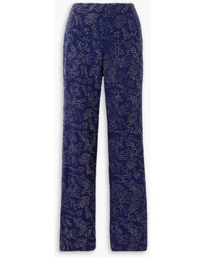 STAUD Avola Bead-embellished Tulle Wide-leg Pants - Blue