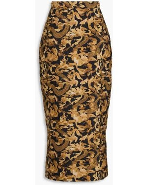 Saloni Victoria Printed Cloqué Midi Skirt - Natural