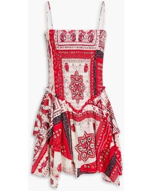 Isabel Marant Anka Tie Printed Cotton Mini Dress - Red