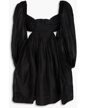 Zimmermann Harmony Cutout Linen And Silk-Blend Mini Dress - Black