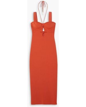 Galvan London Kali Cutout Stretch-Knit Midi Dress - Red
