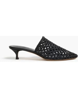 Le Monde Beryl Woven Leather Mules - Black