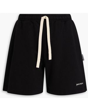 Palm Angels Embroidered French Cotton-Terry Drawstring Shorts - Black