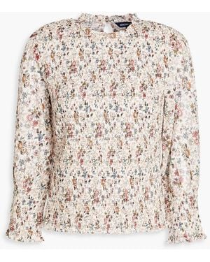 Veronica Beard Kali Ruffled Floral-print Cotton Top - Natural