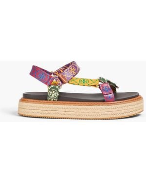 Tory Burch Logo-Print Leather Sandals - Multicolour