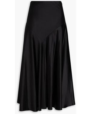 Co. Silk-Satin Midi Skirt - Black
