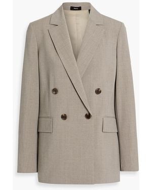 Theory Double-Breasted Wool-Blend Blazer - Natural