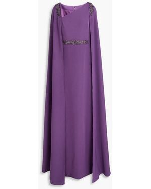 Marchesa Robe aus crêpe mit cape-effekt und zierperlen - Lila