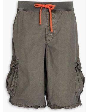 James Perse Crinkled Cotton-poplin Cargo Shorts - Grey