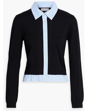 NAADAM Striped Cotton-Blend Poplin And Cotton And Cashmere-Blend Shirt - Blue