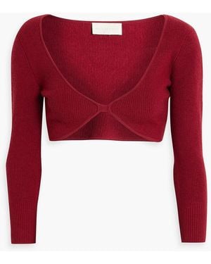 Michelle Mason Cropped Ribbed-Knit Top - Red