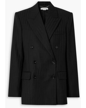 Stella McCartney Oversized Double-Breasted Striped Wool Blazer - Black