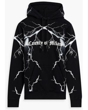 Marcelo Burlon Printed Cotton-Fleece Hoodie - Black