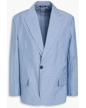 Dolce & Gabbana Double-Breasted Linen-Blend Blazer - Blue