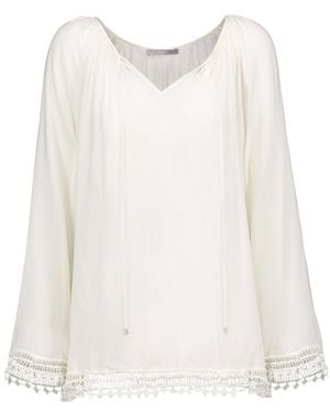 Tart Collections Cyra Crochet-Trimmed Broadcloth Top - White