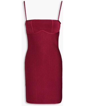 Hervé Léger Ribbed Bandage Mini Dress - Red