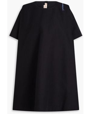 Marni Embroidered Cotton-Cady Mini Dress - Black