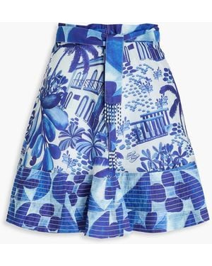 FARM Rio Printed Cotton Shorts - Blue
