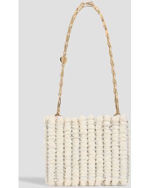 Rabanne 1969 Nano Shearling Shoulder Bag - White