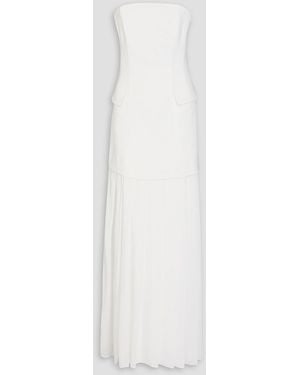 Nicholas Strapless Pleated Crepe Maxi Dress - White