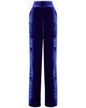 Dundas Hose mit weitem bein aus samt in knitteroptik - Blau