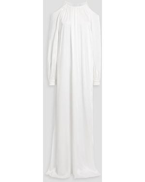 Rosetta Getty Cold-Shoulder Satin Gown - White