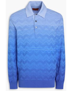 Missoni Dégradé Crochet-Knit Cotton Polo Shirt - Blue
