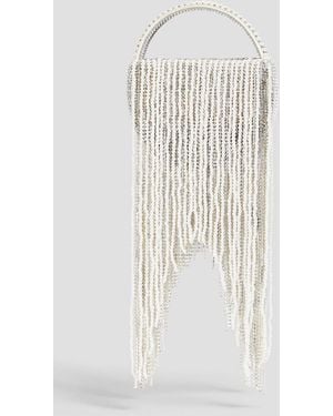 retroféte Estel Fringed Embellished Satin Tote - White