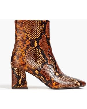Tory Burch Gigi 70 Snake-effect Leather Ankle Boots - Brown