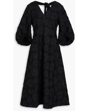 Stine Goya Midikleid aus floralem jacquard mit cut-outs - Schwarz