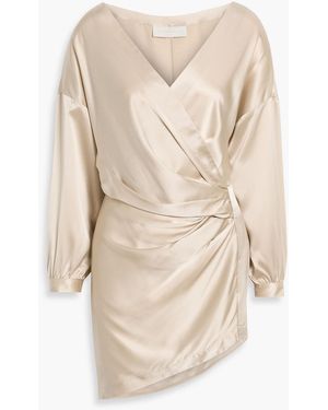 Michelle Mason Wrap-Effect Silk-Satin Mini Dress - Natural
