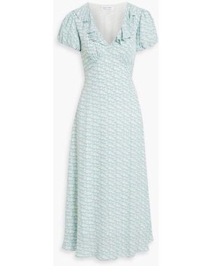 Solid & Striped The Calais Ruffled Printed Crepe Midi Dress - Blue