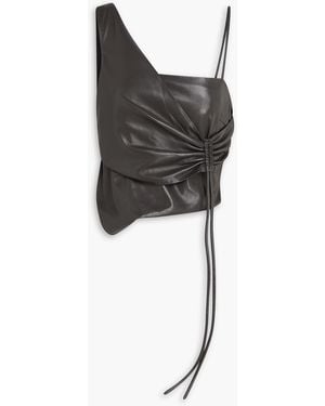 Nanushka Chudel Asymmetric Draped Okobor Top - Black