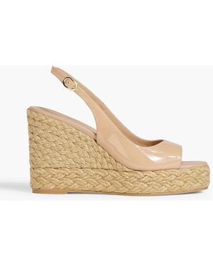 Stuart Weitzman Island Patent-leather Slingback Espadrille Wedge Sandals - Natural