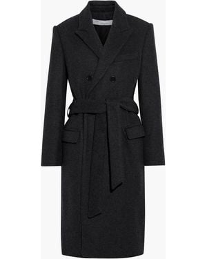 IRO Is Double-Breasted Belted Wool-Blend Felt Coat - Black