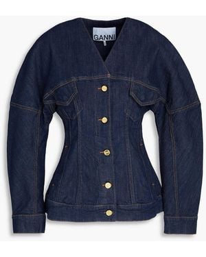 Ganni Appliquéd Denim Jacket - Blue