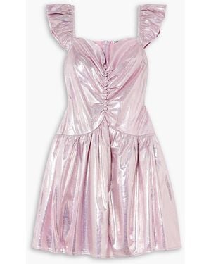 BATSHEVA Wendy minikleid aus changierendem lamé mit raffungen - Pink