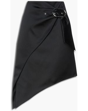 Rabanne Asymmetric Buckled Satin Mini Skirt - Black