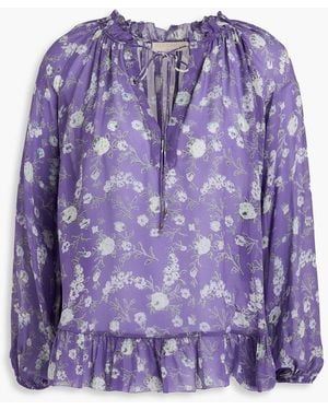 Ulla Johnson Rosine Floral-print Silk-georgette Blouse - Purple