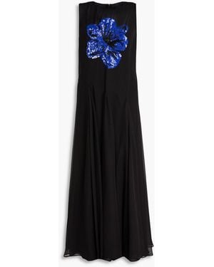 LEO LIN Linnea Sequin-Embellished Chiffon Maxi Dress - Blue