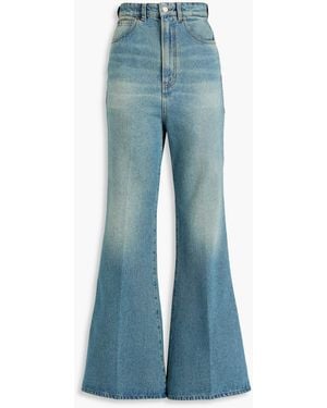 Victoria Beckham Faded High-rise Flared Jeans - Blue