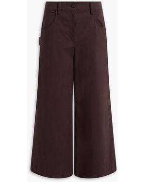 Theory Cotton-blend Wide-leg Trousers - Brown