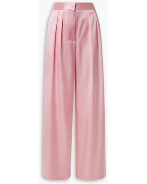 Adam Lippes Pleated Silk-Charmeuse Wide-Leg Trousers - Pink