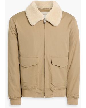 Sandro Shearling-Trimmed Cotton-Canvas Jacket - Natural