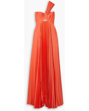 A.L.C. Nessa One-shoulder Cutout Knotted Pleated Satin Gown - Red