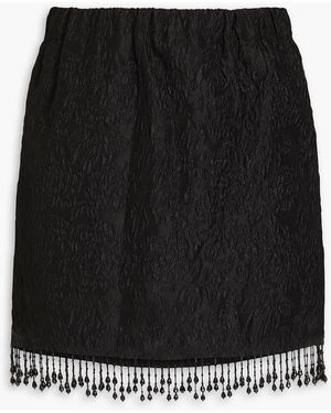 Ganni Fringed Jacquard Skirt - Black