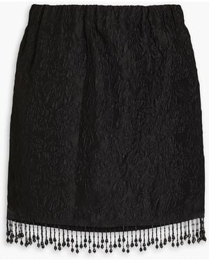 Ganni Fringed Jacquard Skirt - Black