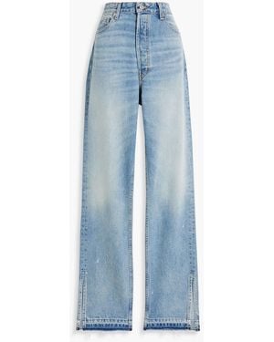 EB DENIM Unraveled Two-Split High-Rise Straight-Leg Jeans - Blue