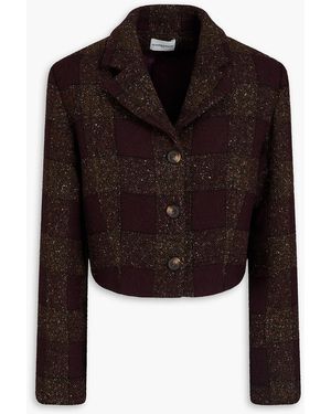 Claudie Pierlot Cropped Checked Bouclé Blazer - Black