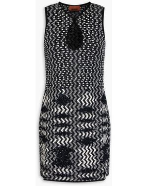 Missoni Cutout Sequin-Embellished Jacquard-Knit Mini Dress - Black